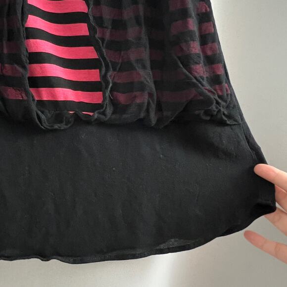 Ella Moss XS Black Pink Striped Blouson Top Blouse Sleeveless Short Length - Picture 5 of 9